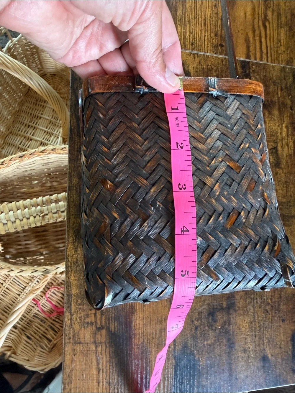 Source Unknown Brown Woven Handled Basket
